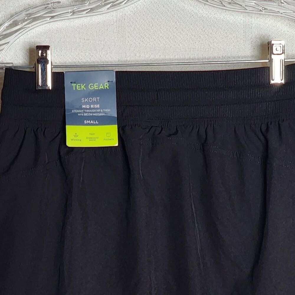 Tek Gear Mineral Black Mid Rise Wicking Drawstring Pocketed Poly Span Skort Sz S - Picture 8 of 16